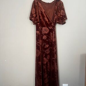 Baltic Born Floral Velvet Maxi Dress in Rich Brown